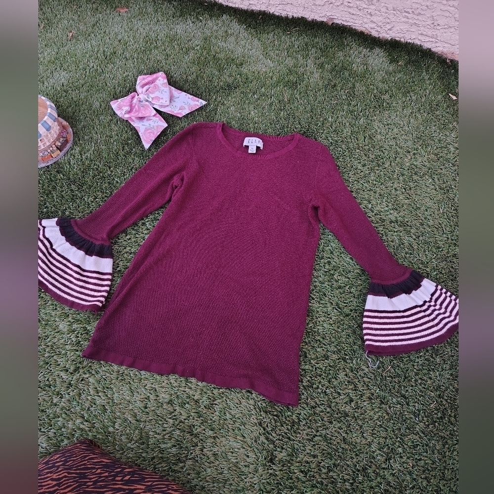 Elle Textured Burgundy Knit Top